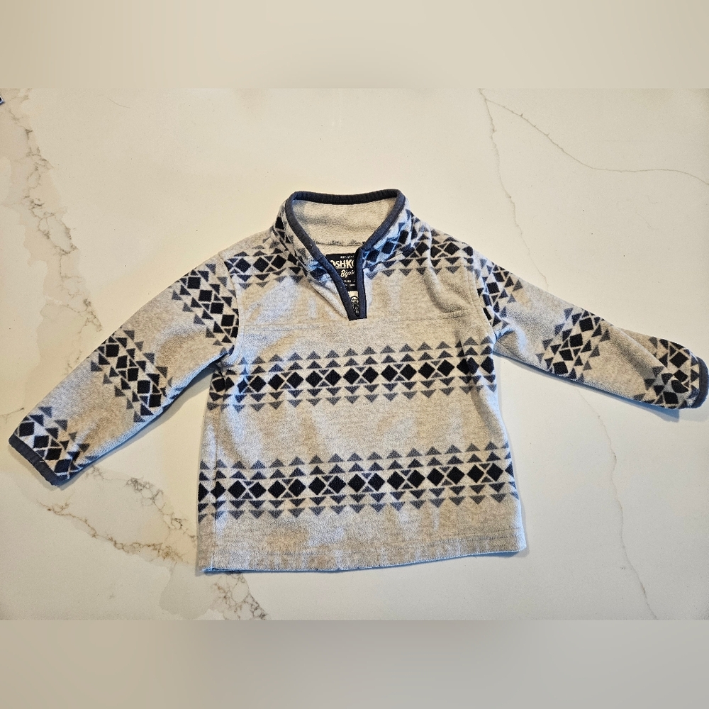 OshKosh B'gosh Gray Geometric Patterned Zip Sweater 18m